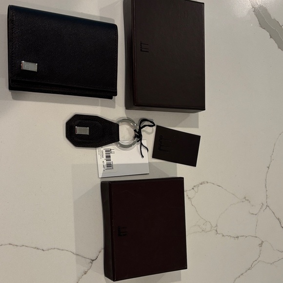 Dunhill Black and Brown Leather Wallet Set